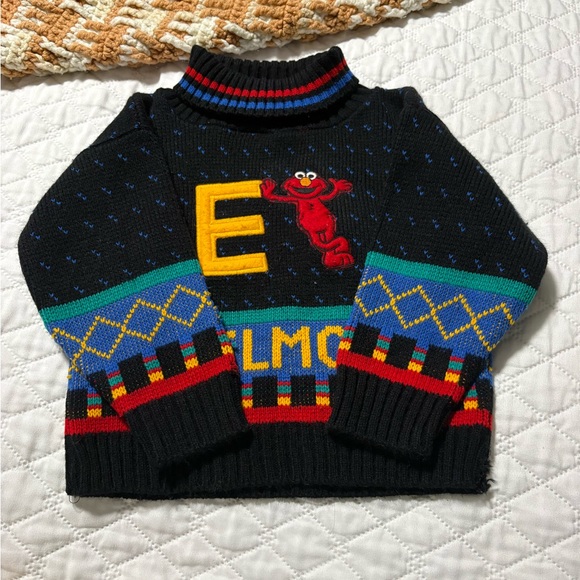 Vintage Sesame Street Elmo Colorblock Turtleneck Sweater - Picture 4 of 12